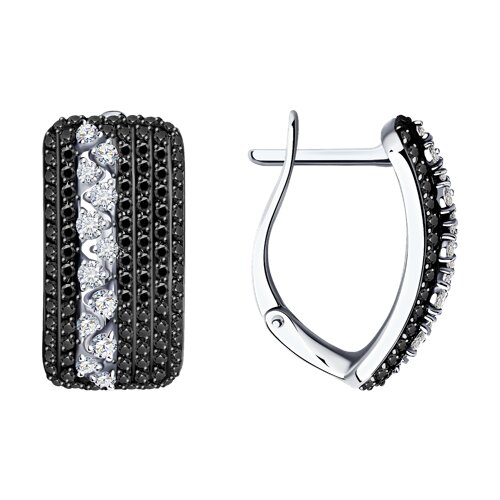 Cercei din aur alb cu pietre Diamant, Diamant negru