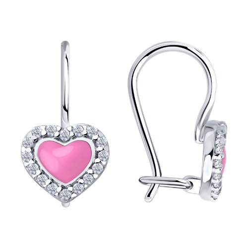 Cercei p-u copii din argint  cu pietre Cubic Zirconia Incolor, Emailare