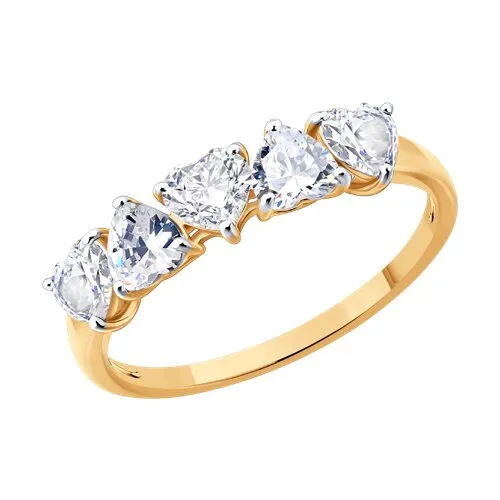 Inel din aur roșu cu Cubic Zirconia Incolor