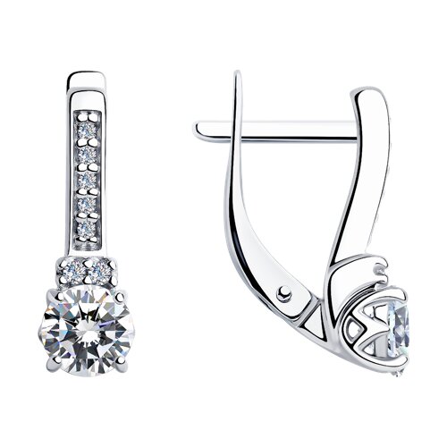 Серьги из серебра с камнями Фианит