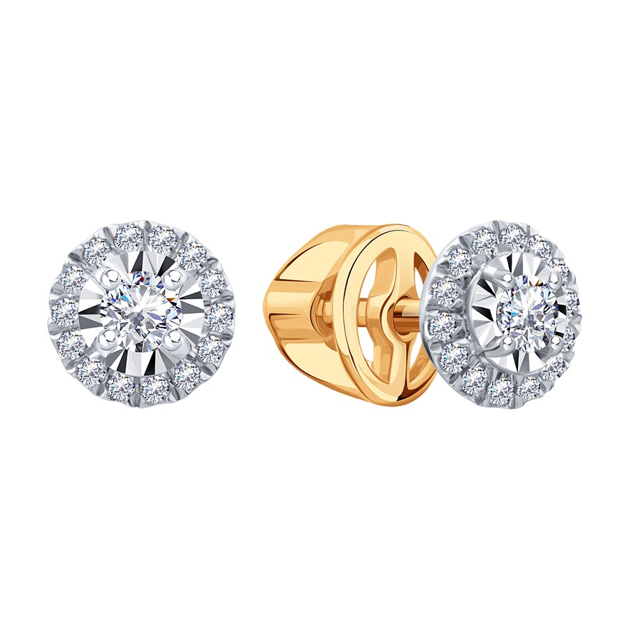 Cercei Pusete din aur roșu cu pietre Diamant