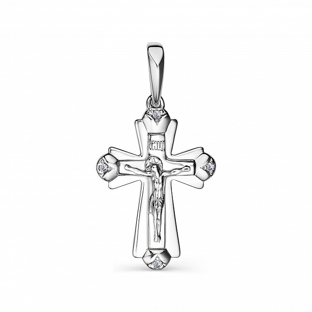Cruce din aur alb cu pietre Diamant