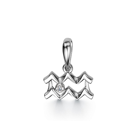 Pandantiv din aur alb cu pietre Diamant