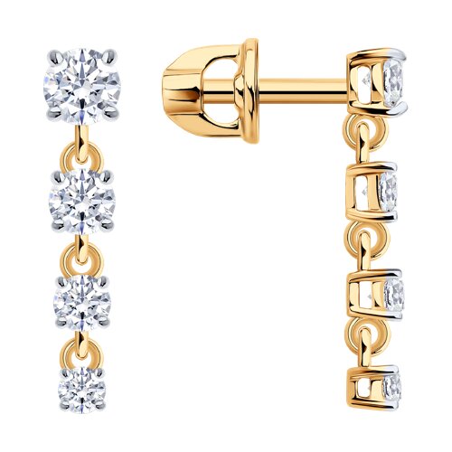 Cercei Pusete din aur roșu cu pietre Cubic Zirconia Incolor