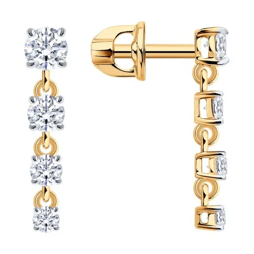 Cercei Pusete din aur roșu cu Cubic Zirconia Incolor
