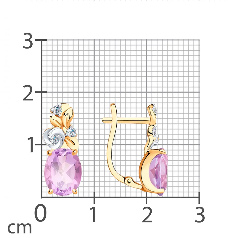 Cercei din aur roșu cu Cubic Zirconia Incolor, Ametist
