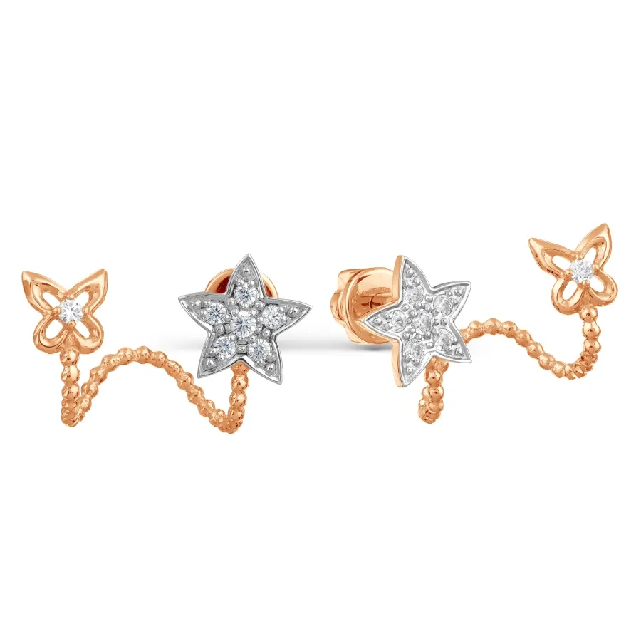 Cercei Pusete din aur roșu cu Cubic Zirconia Incolor