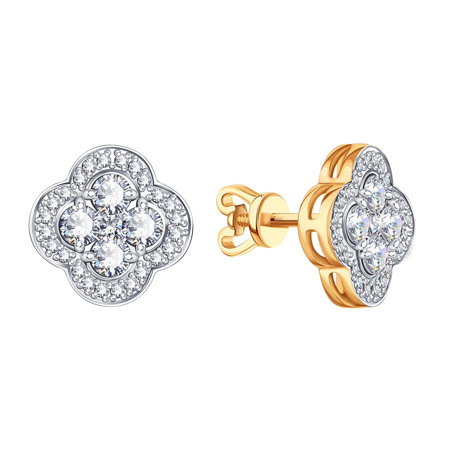 Cercei Pusete din aur roșu cu pietre Diamant