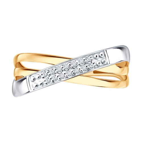 Кольцо из красного золота с камнями Бриллиант