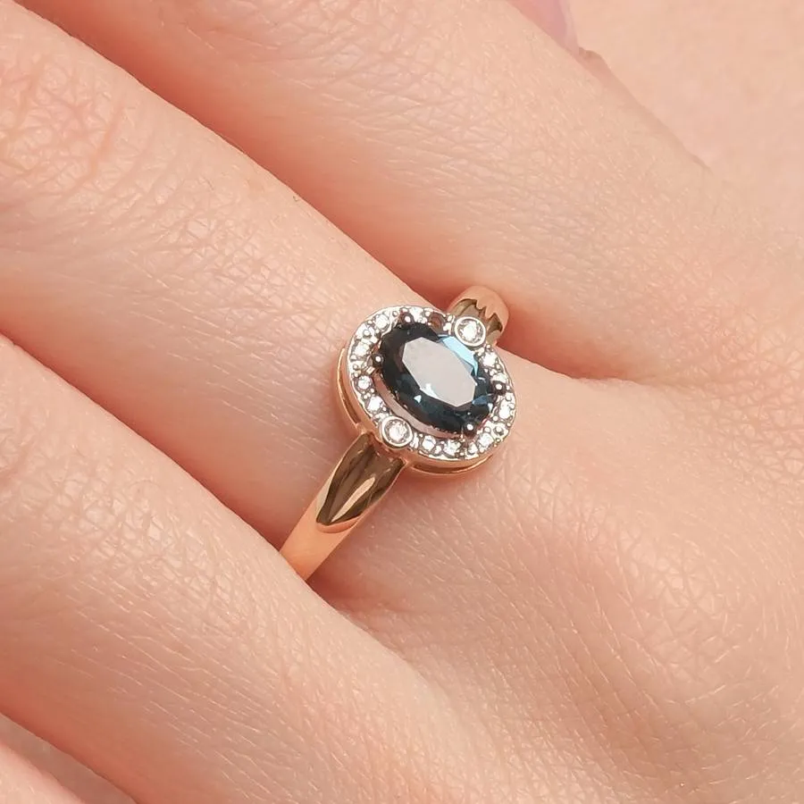 Inel din aur roșu cu Cubic Zirconia Incolor, Topaz London