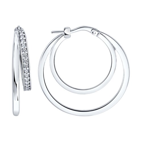 Cercei Creole din argint  cu pietre Cubic Zirconia Incolor