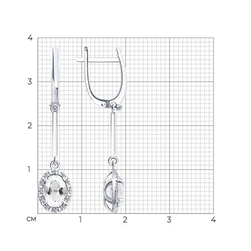 Cercei Suspendați din aur alb cu pietre Diamant, Diamant crescut și Cristal de munte