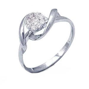 Inel din aur alb cu pietre Diamant