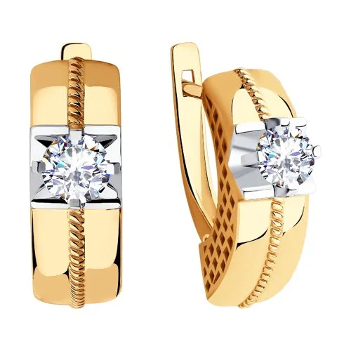Cercei din aur roșu cu Cubic Zirconia Incolor