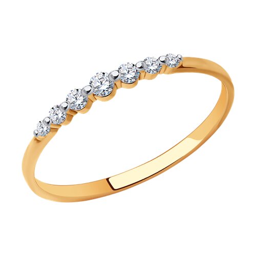 Inel din aur roșu cu pietre Cubic Zirconia Incolor