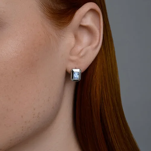 Cercei Pusete din argint cu Cubic Zirconia Albastru