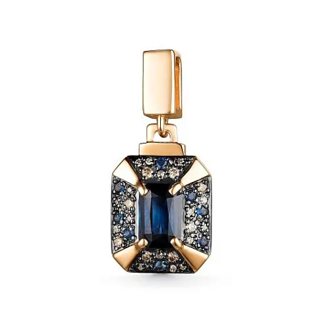Pandantiv din aur roșu cu Diamant, Diamant Cognac și Safir