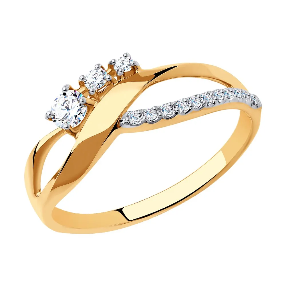 Inel din aur roșu cu Cubic Zirconia Incolor