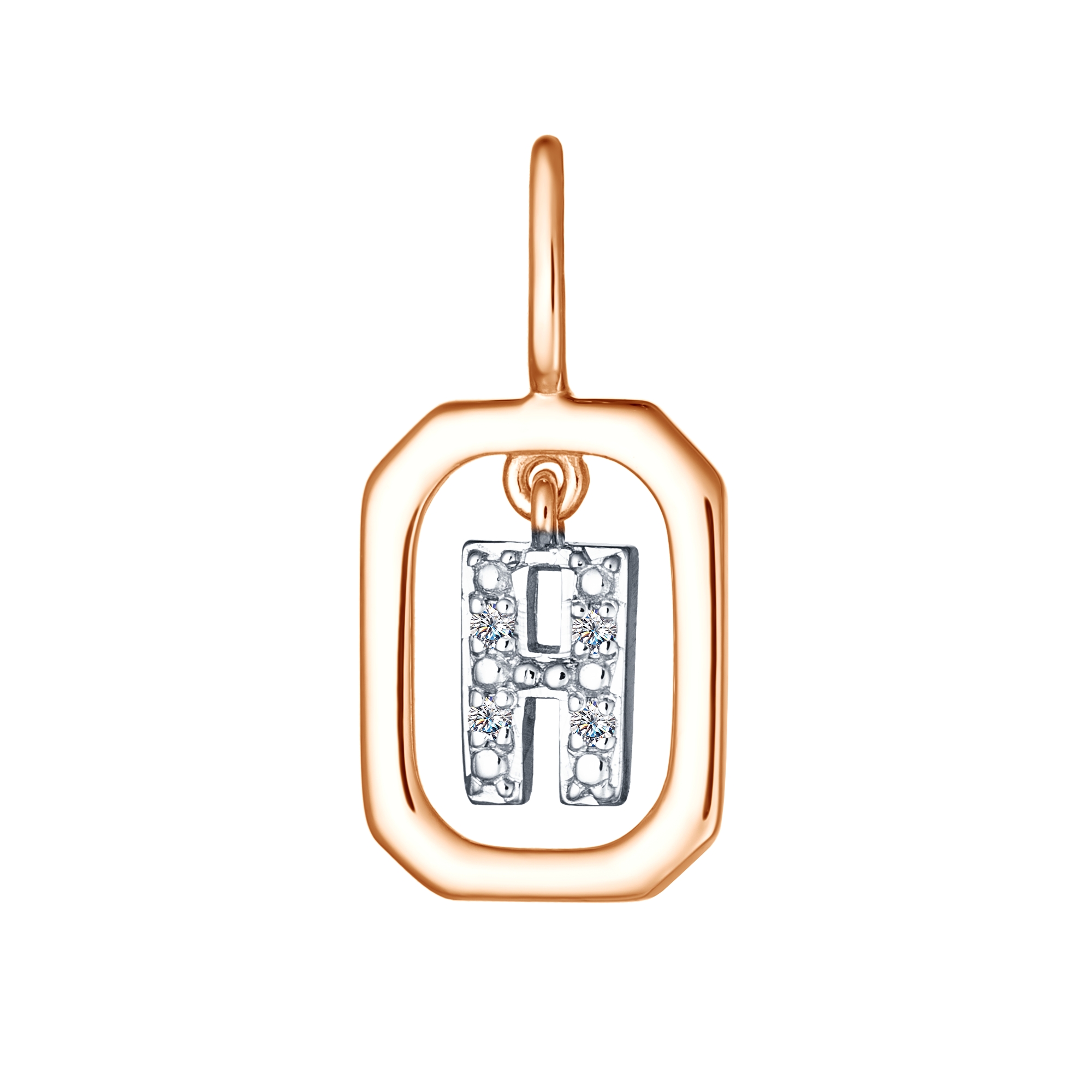 Подвеска из красного золота с камнями Бриллиант