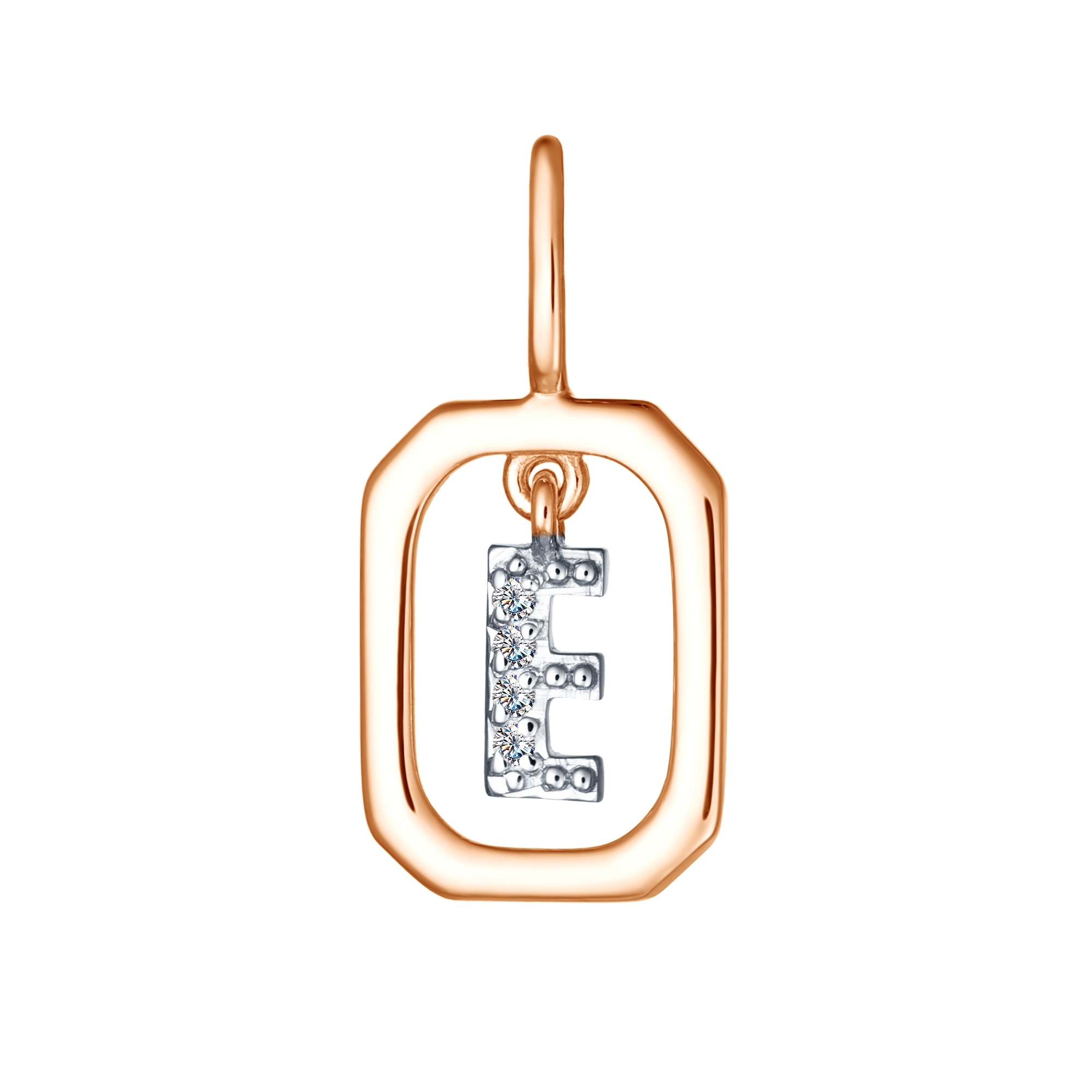 Pandantiv din aur roșu cu pietre Diamant