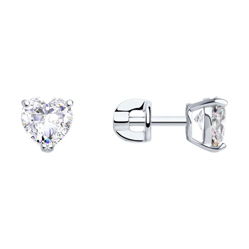 Cercei Pusete din aur alb cu pietre Cubic Zirconia Incolor