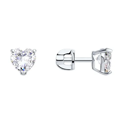 Cercei Pusete din aur alb cu Cubic Zirconia Incolor