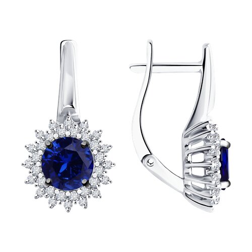 Cercei din aur alb cu pietre Diamant, Safir