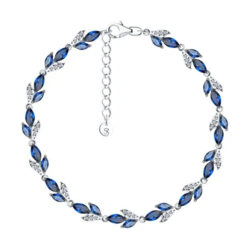 Brățară din argint cu Cubic Zirconia Incolor, Cubic Zirconia Albastru Safir