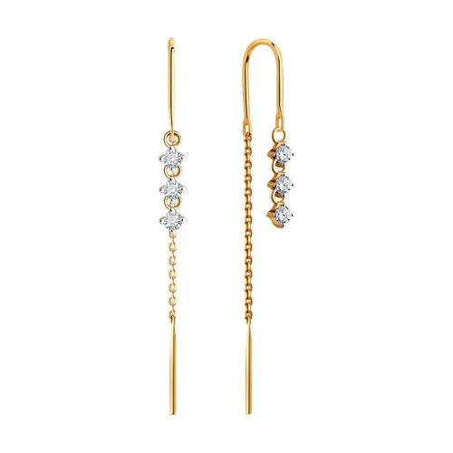 Cercei Lanț din aur roșu cu Cubic Zirconia Incolor