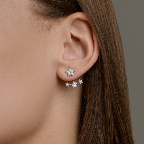 Серьги Пусеты из красного золота с камнями Фианит