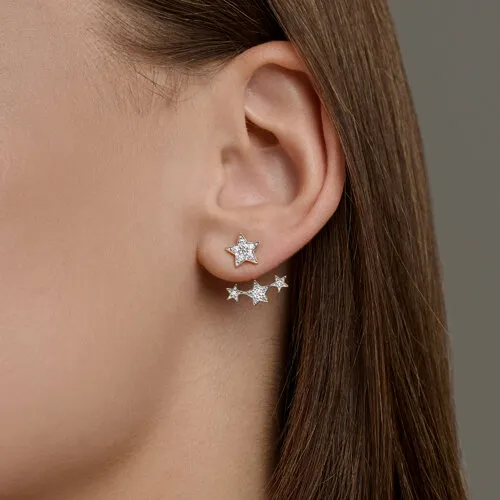 Cercei Pusete din aur roșu cu Cubic Zirconia Incolor