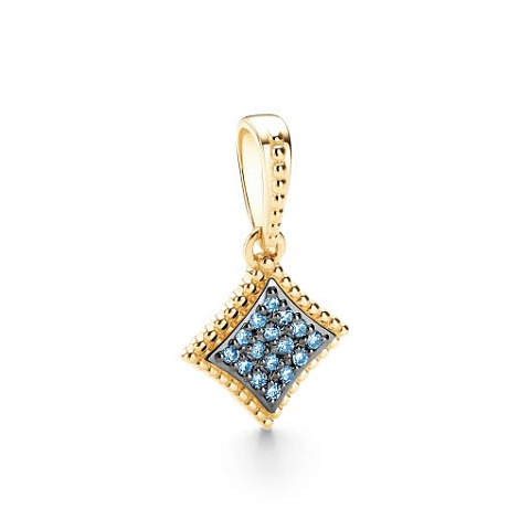 Pandantiv din aur galben cu pietre Diamant Sky Blue