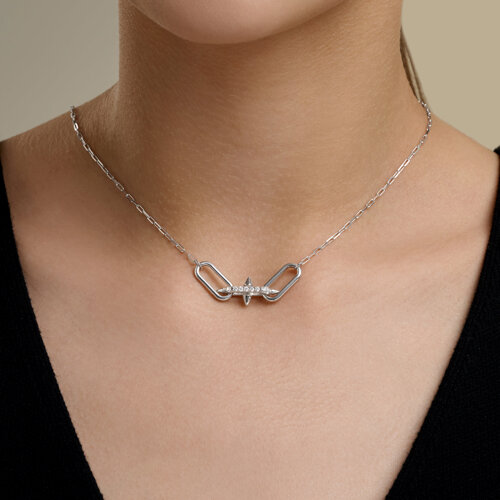 Colier din argint  cu pietre Cubic Zirconia Incolor