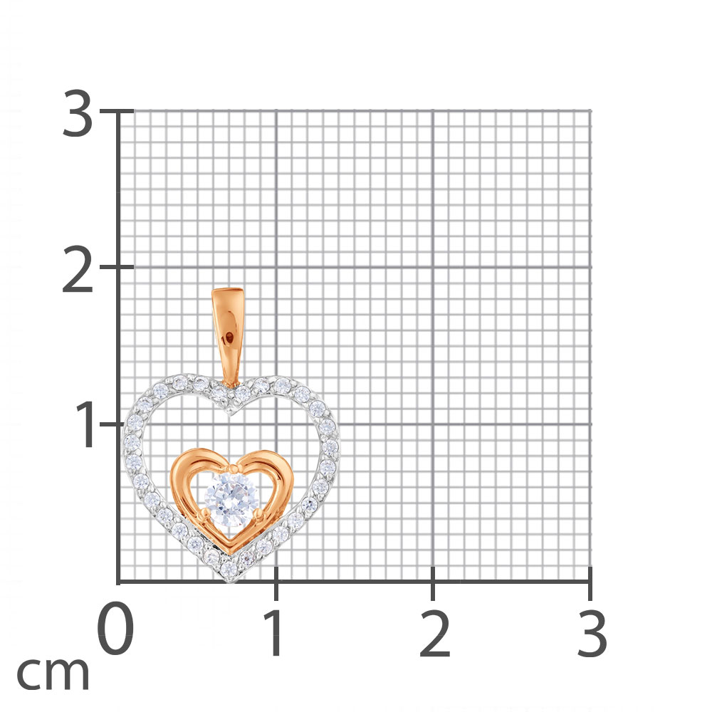 Pandantiv din aur roșu cu pietre Cubic Zirconia Incolor