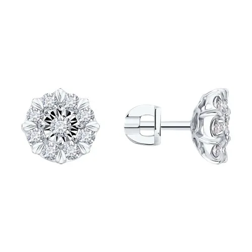 Cercei Pusete din aur alb cu Diamant