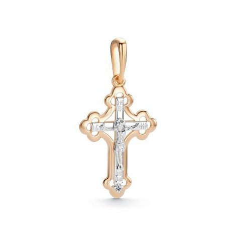Cruce din aur roșu cu pietre Diamant