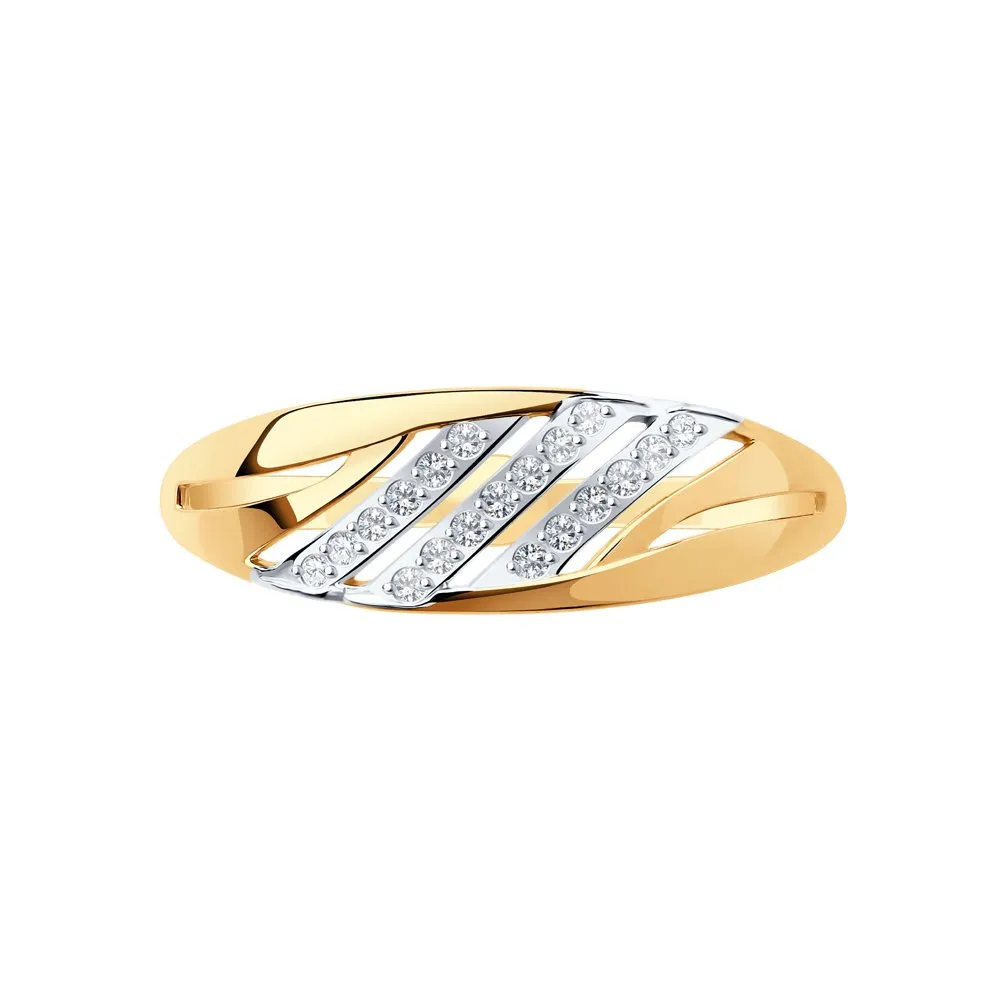 Inel din aur roșu cu Cubic Zirconia Incolor