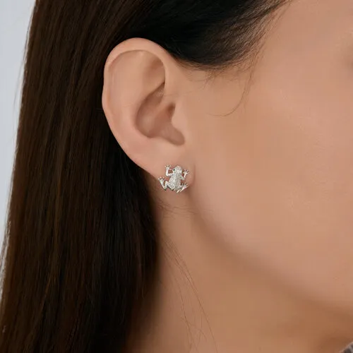 Cercei Pusete din argint cu Cubic Zirconia Incolor, Cubic Zirconia Verde