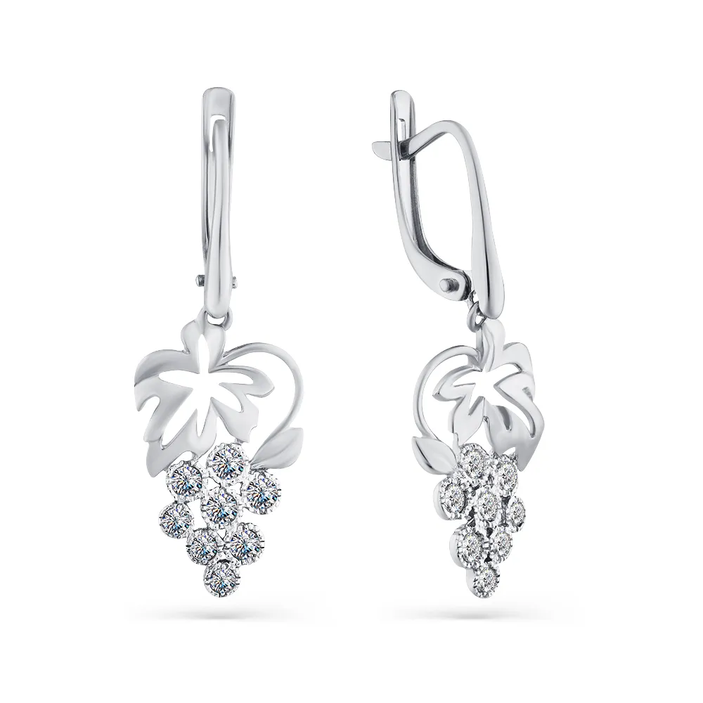Cercei Suspendați din aur alb cu Cubic Zirconia Incolor