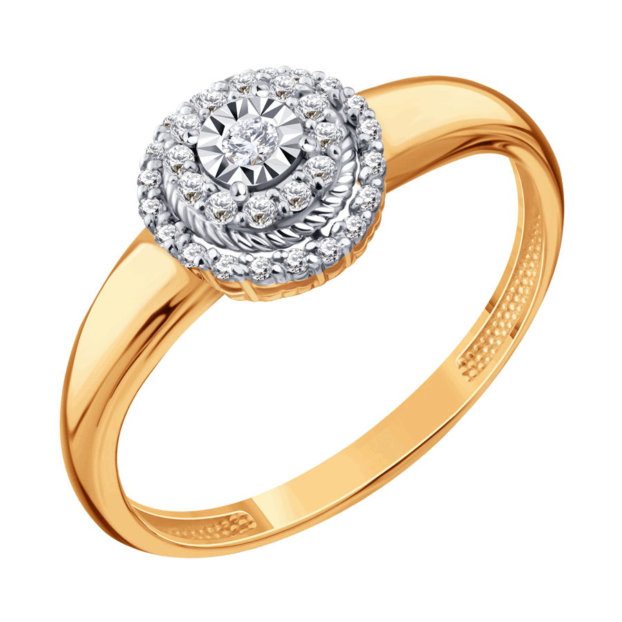 Inel din aur roșu cu pietre Diamant