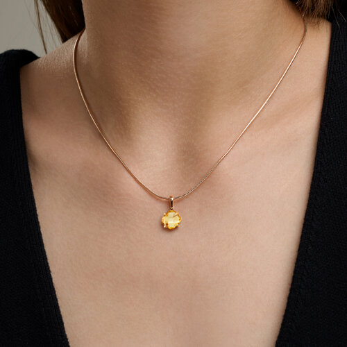 Pandantiv din aur roșu cu pietre Citrin