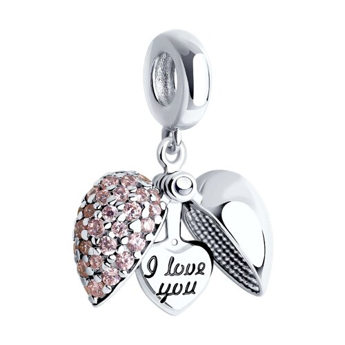 Pandantiv din argint  cu pietre Cubic Zirconia Roz, Emailare