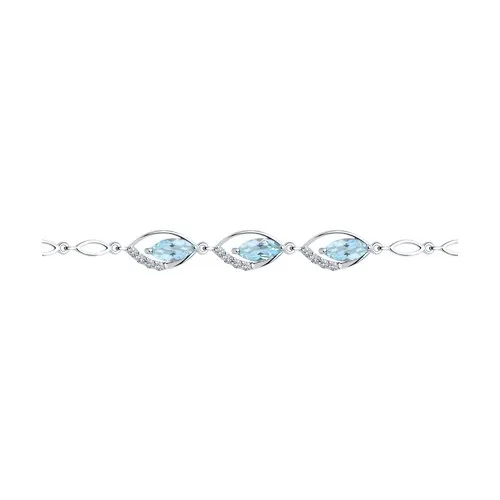 Brățară din argint cu Cubic Zirconia Incolor, Topaz albastru