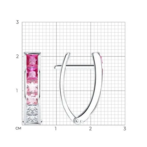 Cercei din argint cu Cubic Zirconia Incolor, Cubic Zirconia Roz