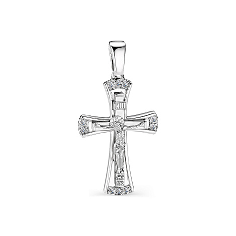 Cruce din aur alb cu pietre Diamant