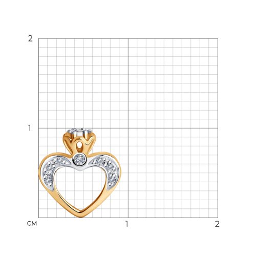 Pandativ love din aur alb și roșu cu pietre Diamant