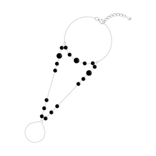 Браслет из серебра с камнями Агат черный