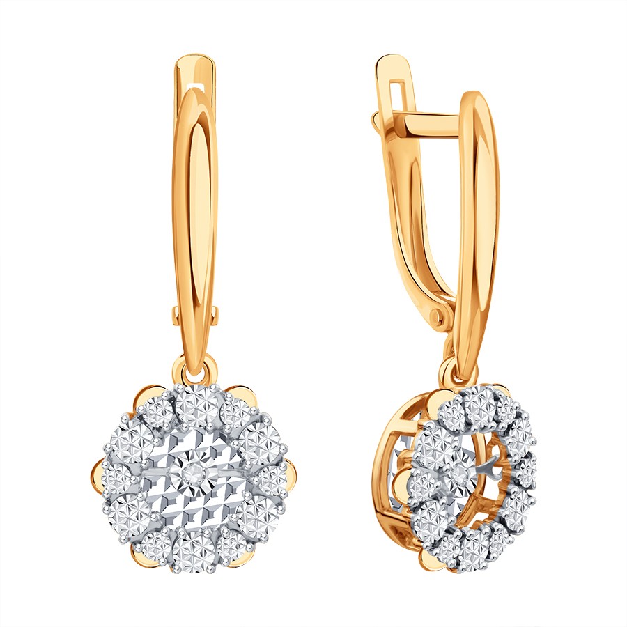 Cercei Suspendați din aur roșu cu pietre Diamant