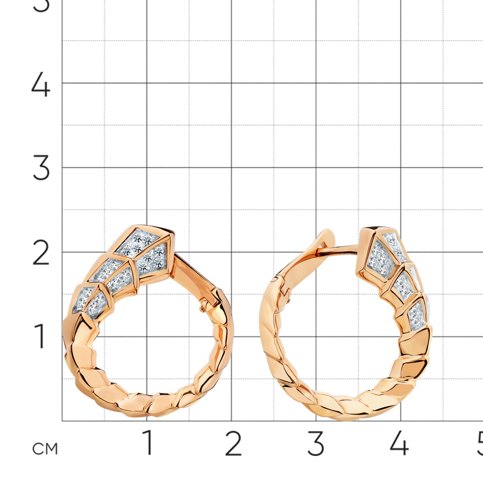 Cercei din aur roșu cu pietre Cubic Zirconia Incolor