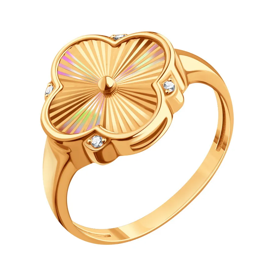 Inel din aur roșu cu Cubic Zirconia Incolor